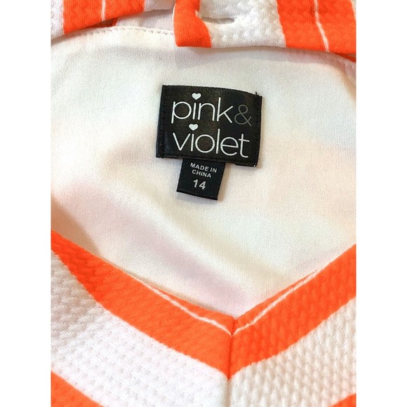 Pink & Violet Halter Dress Girls Sz 14 Bright Orange Open Back Sleeveless - Picture 4 of 11